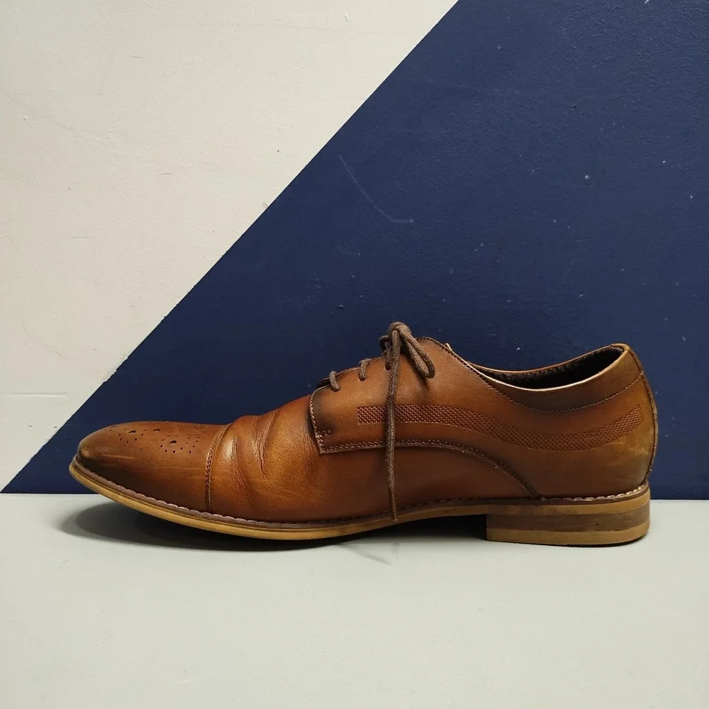 Carlo Morandi Oxford Dress Shoes Mens US 10.5D Brown Leather Memory Foam‎ 900D70
